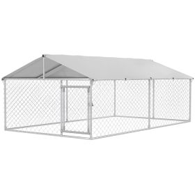 13.1' x 7.5' x 4.9' Outdoor Dog Kennel Dog Run with Waterproof, UV Resistant Cover for Medium Large Sized Dogs, Silver 13.1' x 7.5' x 4.9' Outdoor Dog Kennel Dog Run with Waterproof, UV Resistant Cover for Medium Large Sized Dogs, Silver